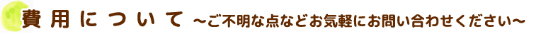 費用について　～ご不明な点など、お気軽にお問い合わせください～